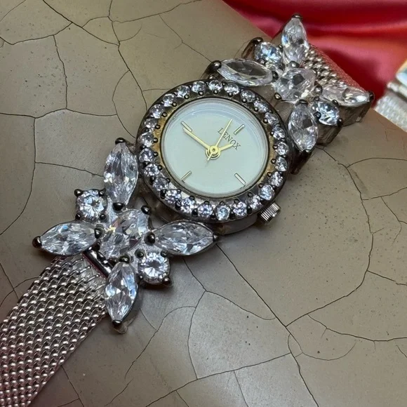 Lenox Sterling Silver 925 Diamond butterfly mesh band Japan quartz fancy watch Lenox The Crystal Butterfly Watch Vintage 925 Sterling  main image 4